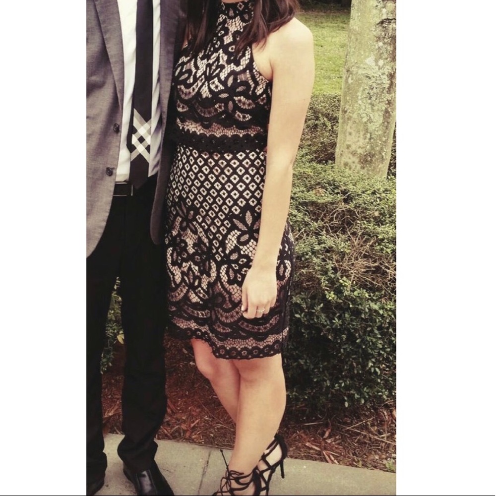 Black Lace Overlay Dress